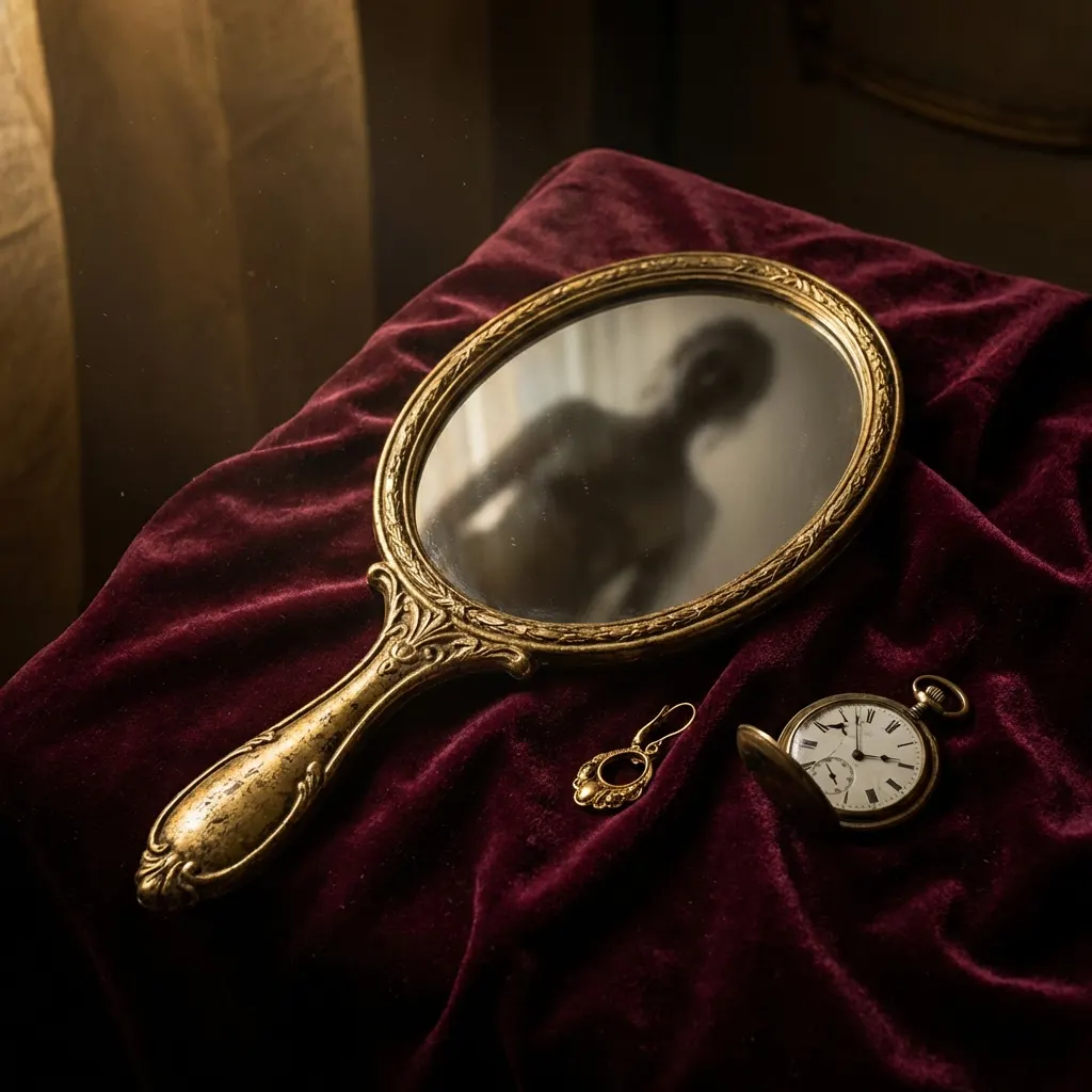 Mirror reflecting an unexpected clue in shadow
