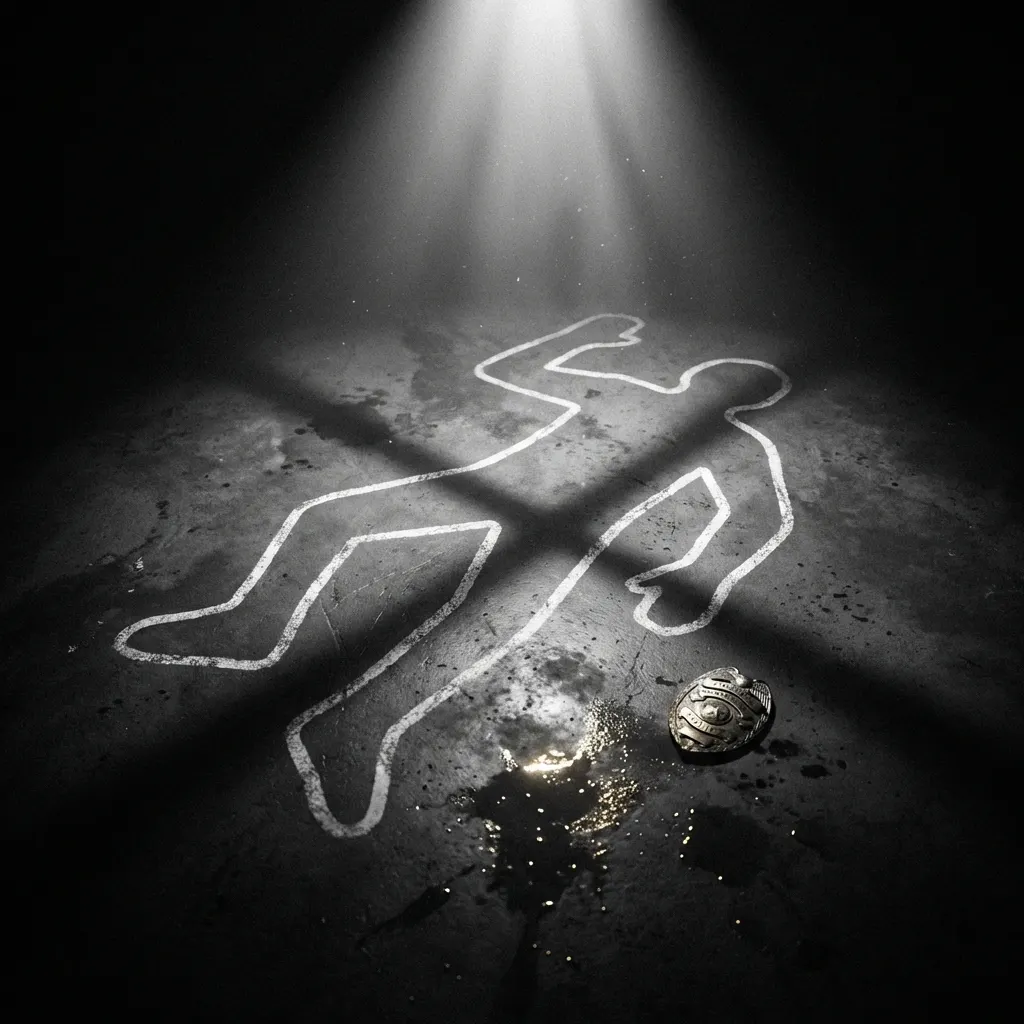 Chalk outline of a body in shadow