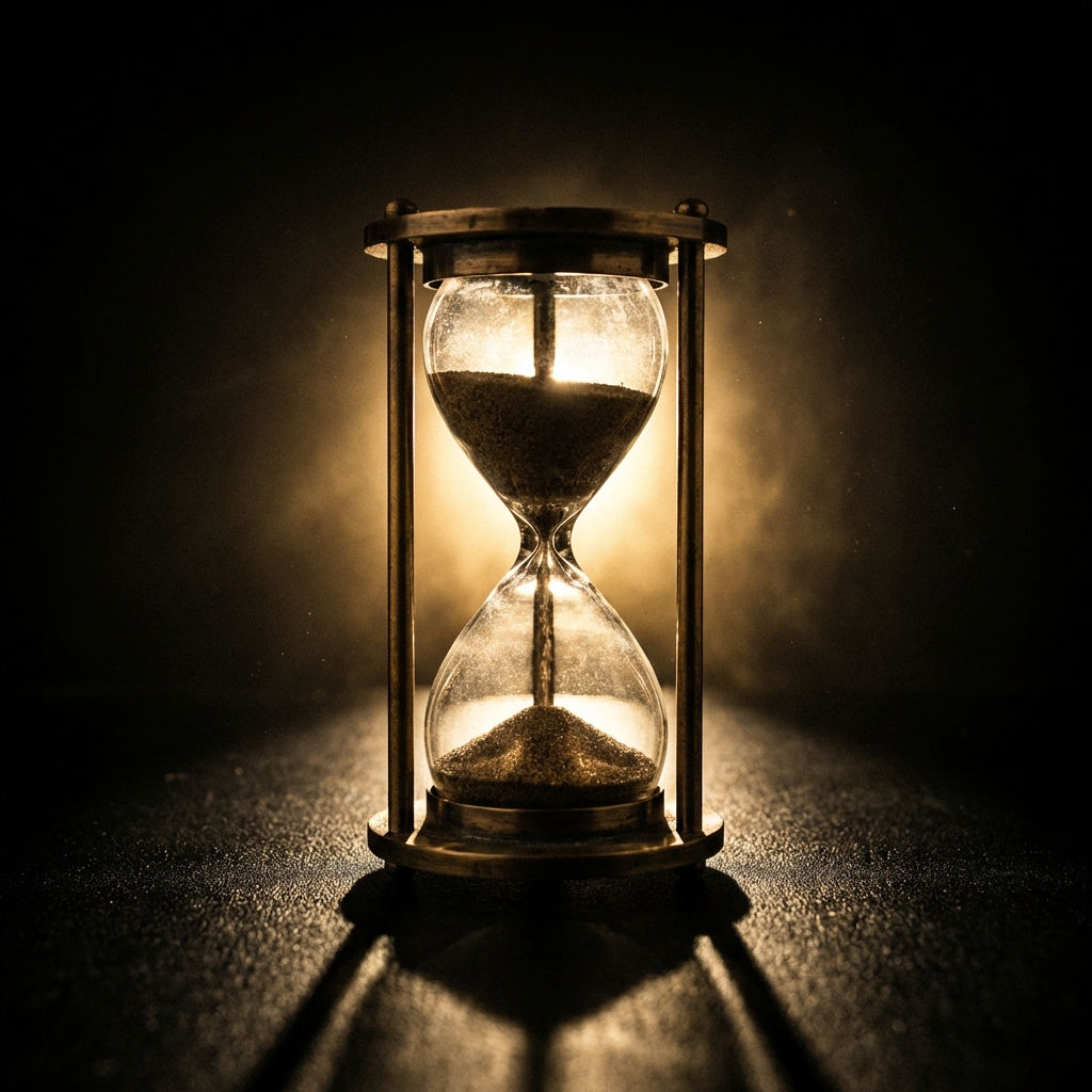 Hourglass in dramatic light