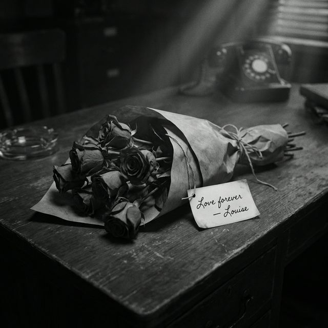 Flowers signed "Love forever — Louise"