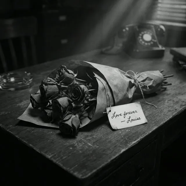 Flowers signed "Love forever — Louise"