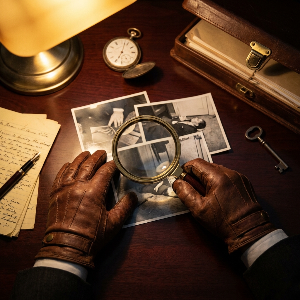 Investigator examining evidence